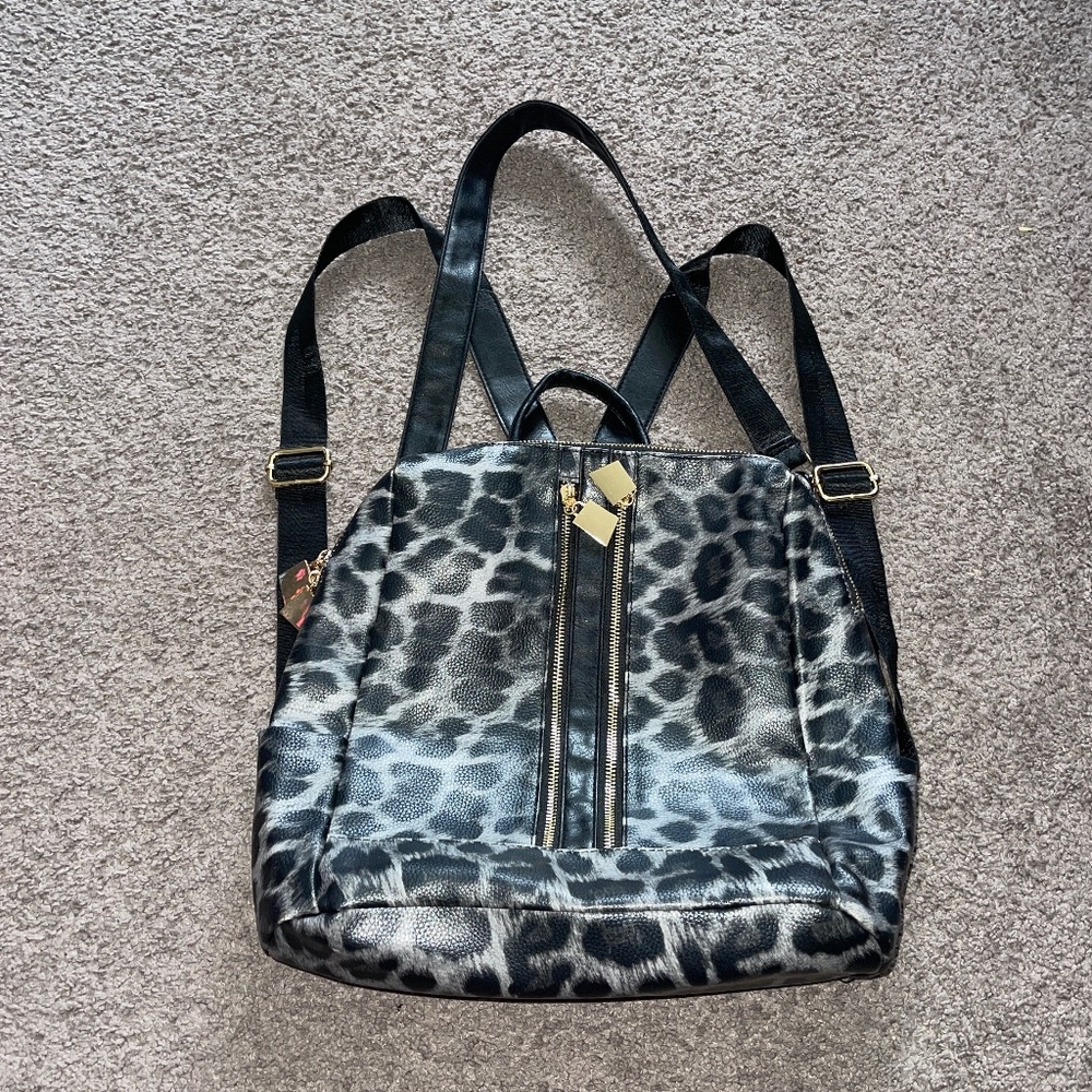 Trendy preowned leopard backpack purse